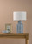Ennio Table Lamp Blue Ceramic and Antique Brass With Linen Shade