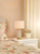 Enrico Rechargeable Table Lamp Antique Bronze and Ribbed Glass With Linen Shade LED