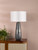 Erdis Table Lamp Blue Art Glass and Antique Bronze With Ivory Shade