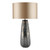 Erdis Table Lamp Blue Art Glass and Antique Bronze With Taupe Shade