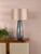 Erdis Table Lamp Blue Art Glass and Antique Bronze With Taupe Shade