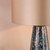 Erdis Table Lamp Blue Art Glass and Antique Bronze With Taupe Shade
