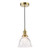 Hadano E14 Pendant Natural Brass and Domed Ribbed Glass Shade