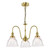Hadano 3 Light Pendant Natural Brass with Domed Ribbed Glass Shades