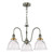 Hadano 3 Light Pendant Antique Chrome with Domed Ribbed Glass Shades