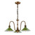 Hadano 3 Light Pendant Antique Bronze with Gloss Green Metal Shades 18cm