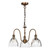 Hadano 3 Light Pendant Antique Bronze with Scalloped Bell Glass Shades