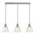 Hadano 3 Light Bar Pendant Antique Chrome with Domed Ribbed Glass Shades