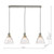 Hadano 3 Light Bar Pendant Antique Chrome with Domed Ribbed Glass Shades