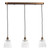 Hadano 3 Light Bar Pendant Antique Bronze with Clear Ribbed Glass Shades