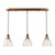Hadano 3 Light Bar Pendant Antique Bronze with Domed Ribbed Glass Shades