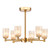 Hilaria 6 Light Semi-Flush Antique Gold and Amber Ribbed Glass