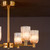 Hilaria 6 Light Semi-Flush Antique Gold and Amber Ribbed Glass