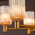 Hilaria 6 Light Semi-Flush Antique Gold and Amber Ribbed Glass