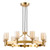 Hilaria 9 Light Pendant Antique Gold and Amber Ribbed Glass