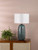 Jadis Table Lamp Blue Ceramic With Ivory Drum Shade