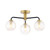 Lainey 3 Light Semi-Flush Matt Black and Antique Brass With Twisted Amber Glass