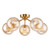 Liora 5 Light Semi-Flush Antique Gold and Amber Ribbed Glass
