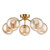 Liora 5 Light Semi-Flush Antique Gold and Amber Ribbed Glass