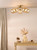 Liora 5 Light Semi-Flush Antique Gold and Amber Ribbed Glass