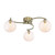 Nakita 3 Light Semi Flush Antique Brass With Amber Hammered Glass