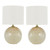 Nicolette Twin Pack Table Lamp Pink and Cream Ceramic With Linen Shade