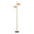 Ophira 2 Light Floor Lamp Antique Gold Black Marble and Amber Ribbed Glass