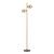 Ophira 2 Light Floor Lamp Antique Gold Black Marble and Amber Ribbed Glass