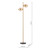 Ophira 2 Light Floor Lamp Antique Gold Black Marble and Amber Ribbed Glass