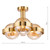 Ophira 3 Light Semi-Flush Antique Gold and Amber Ribbed Glass