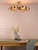 Ophira 6 Light Semi-Flush Antique Gold and Amber Ribbed Glass