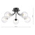 Poyen 5 Light Semi-Flush Matt Black and Ribbed Glass