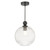 Pendant Matt Black with Ribbed Globe Glass