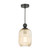 Pendant Matt Black with Champagne Ribbed Glass