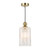 Pendant Satin Brass with Ribbed Cylinder Glass