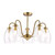 Valora 5 Light Pendant Antique Bronze and Ribbed Glass