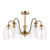 Valora 5 Light Pendant Antique Bronze and Ribbed Glass