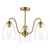 Valora 3 Light Semi-Flush Antique Bronze and Ribbed Glass