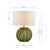 Zorin Table Lamp Green Glass and Antique Brass With Linen Shade