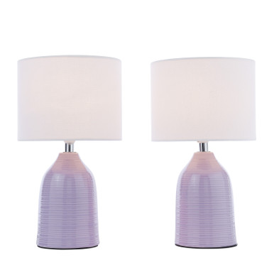 LAURA ASHLEY ペンライト Laura Ashley Penny Table Lamp Purple Ceramic and Polished Chrome
