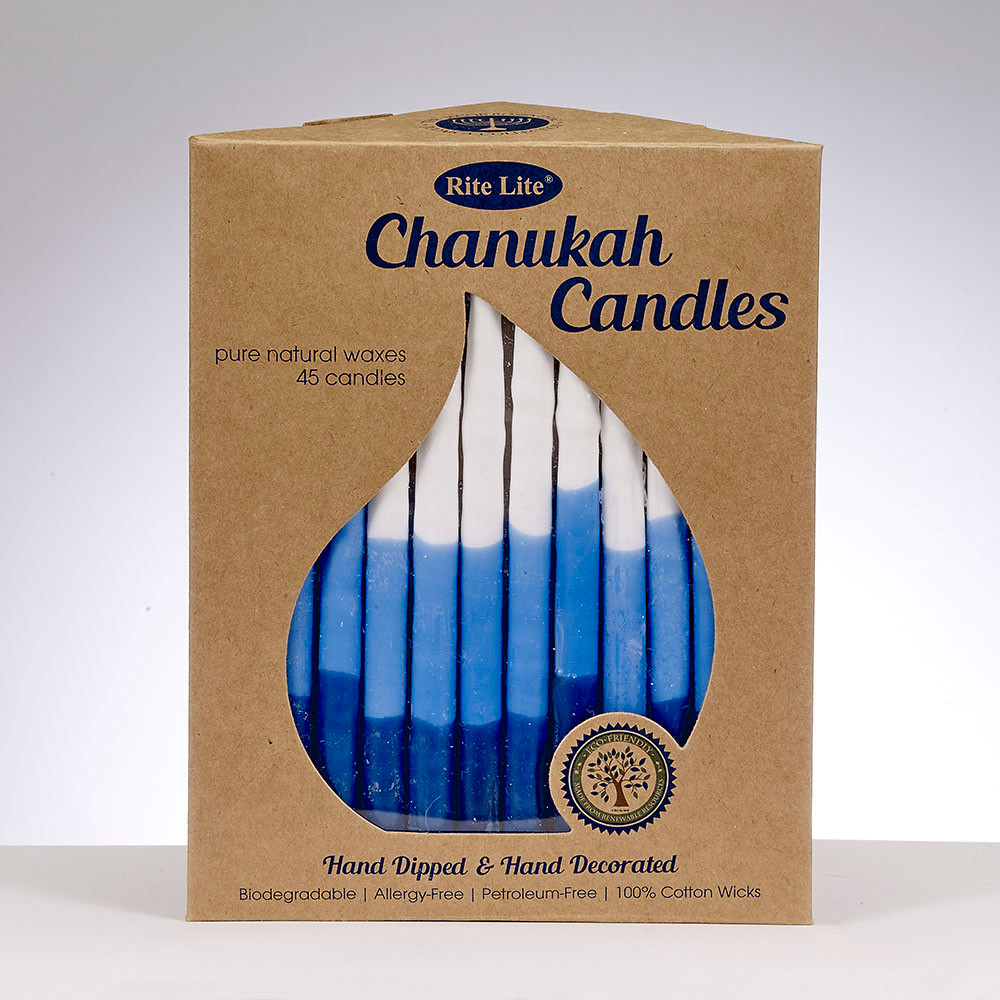 Premium Pure Vegetable Wax Chanukah Candles (Tricolor - Blue & White)