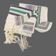 20" Wool Tallit (Ivory, Gray, Teal, Multicolor)