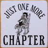 Wood Wall Sign: Just one more chapter (skeleton reading)