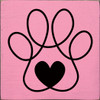 Wood Sign - Loopy paw print with heart