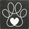 Wood Sign - Loopy paw print with heart