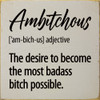 Ambitchous [am-bich-us] adjective - Funny Definition Sign