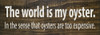 The world is my oyster. In the sense that oysters are too expensive