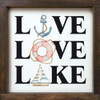 Framed Wood Sign: Live Love Lake (nautical icons)