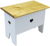 Small Indoor Storage Bench | Small 2' Storage Bench | In Cottage White with Butternut top and optional heart cutout