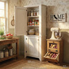 Solid Wood 2-piece Kitchen Pantry | Pine Kitchen Storage & Organization | Distressed White Freestanding Pantry